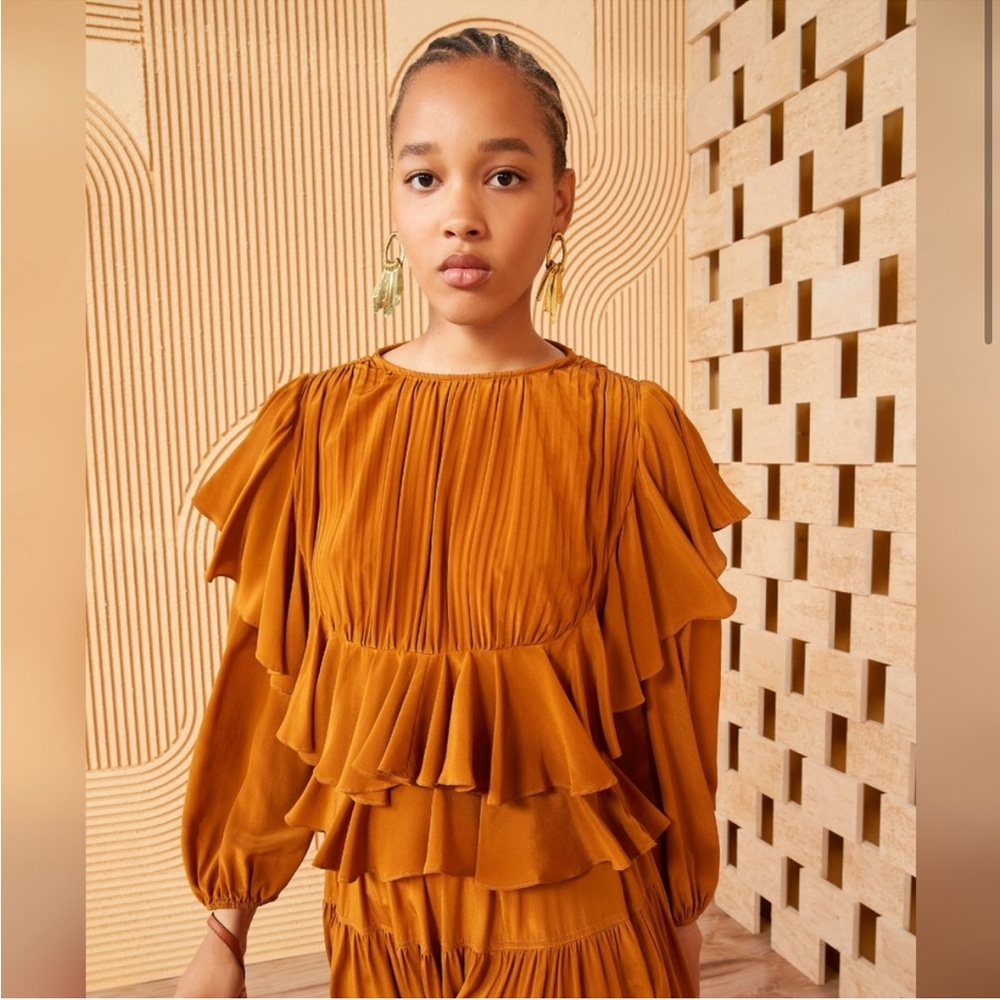 Ulla Johnson Copper Ruffled Blouse